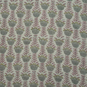 Block Print Thick Linen Pink Floral Lampshade Fabric - Lotus