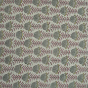 Block Print Thick Linen Pink Floral Lampshade Fabric - Lotus