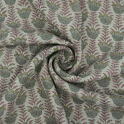 Block Print Thick Linen Pink Floral Lampshade Fabric - Lotus