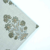 Indian Artisan Morpankh Green Floral Pure Linen Napkins Fabric