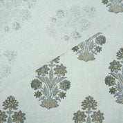 Indian Artisan Morpankh Green Floral Pure Linen Napkins Fabric