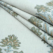 Indian Artisan Morpankh Green Floral Pure Linen Napkins Fabric