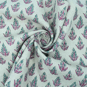 Handmade Kanak Butta Pink Floral Linen Elegant Fabric