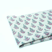Handmade Kanak Butta Pink Floral Linen Elegant Fabric