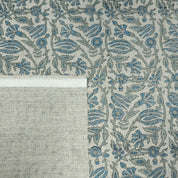 Handmade Ker Sangari Blue Floral Linen Upholstery Fabric