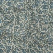 Handmade Ker Sangari Blue Floral Linen Upholstery Fabric