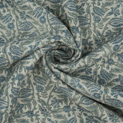 Handmade Ker Sangari Blue Floral Linen Upholstery Fabric
