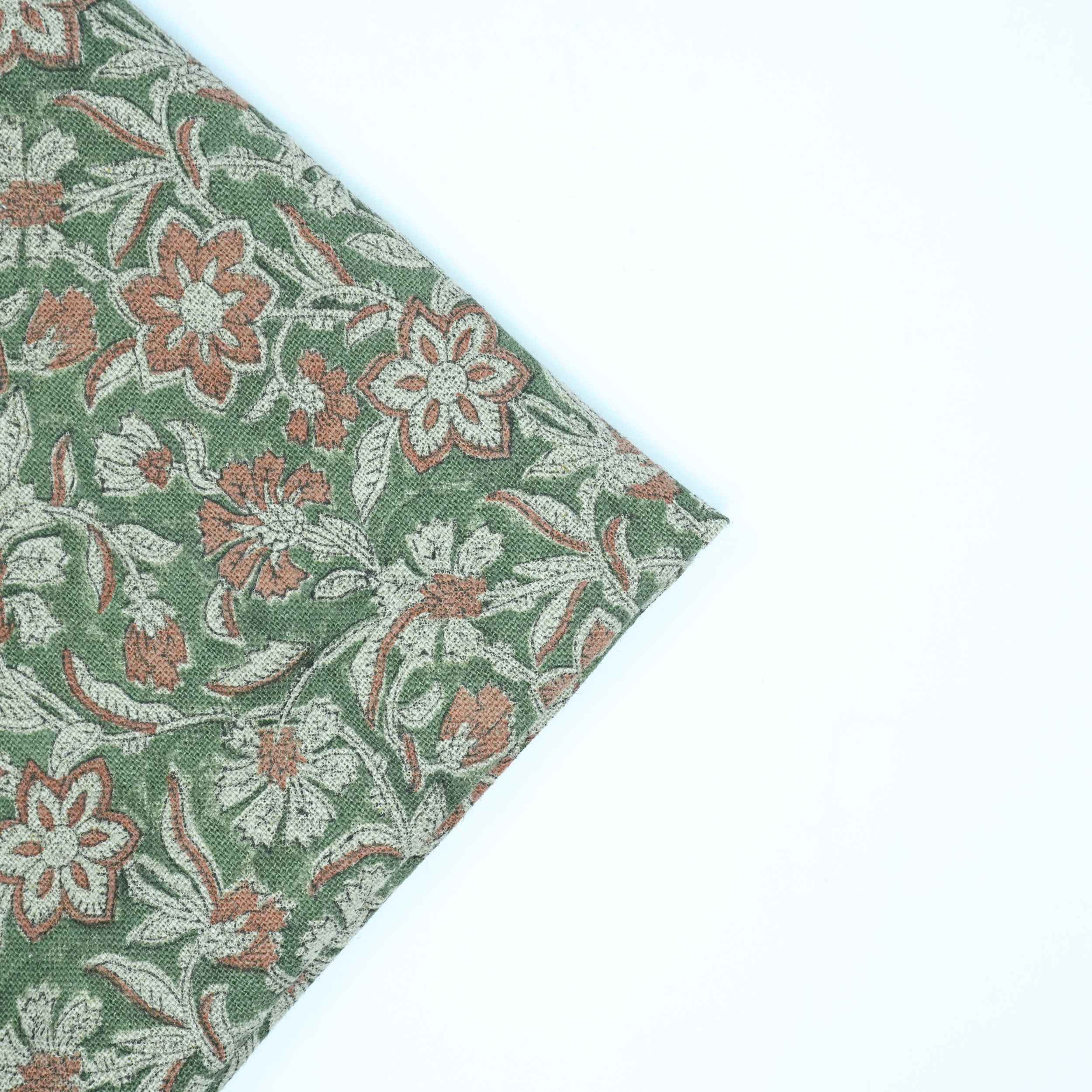 Hand Block Print Jarul Brown Thick Linen Napkins Fabric