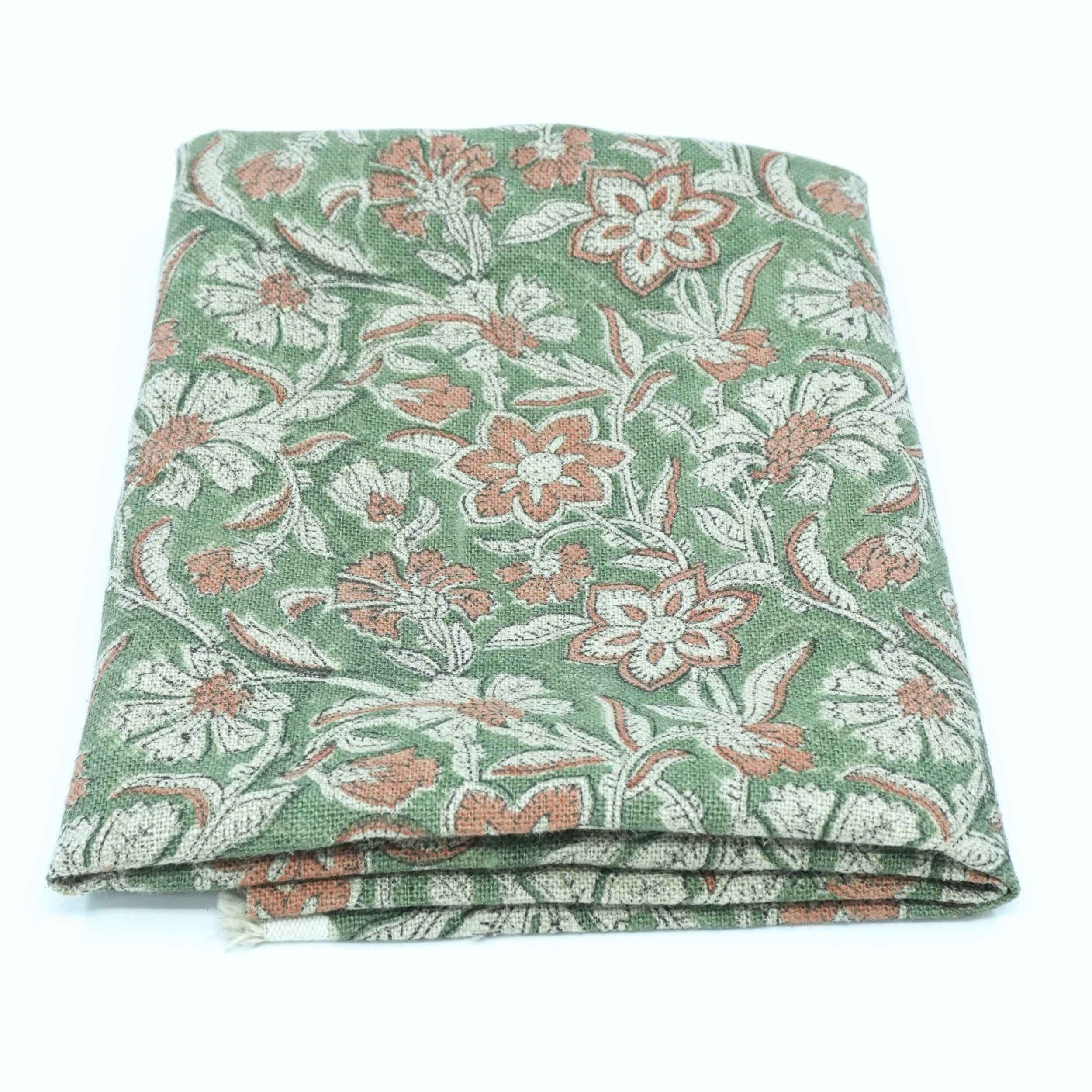 Hand Block Print Jarul Brown Thick Linen Napkins Fabric