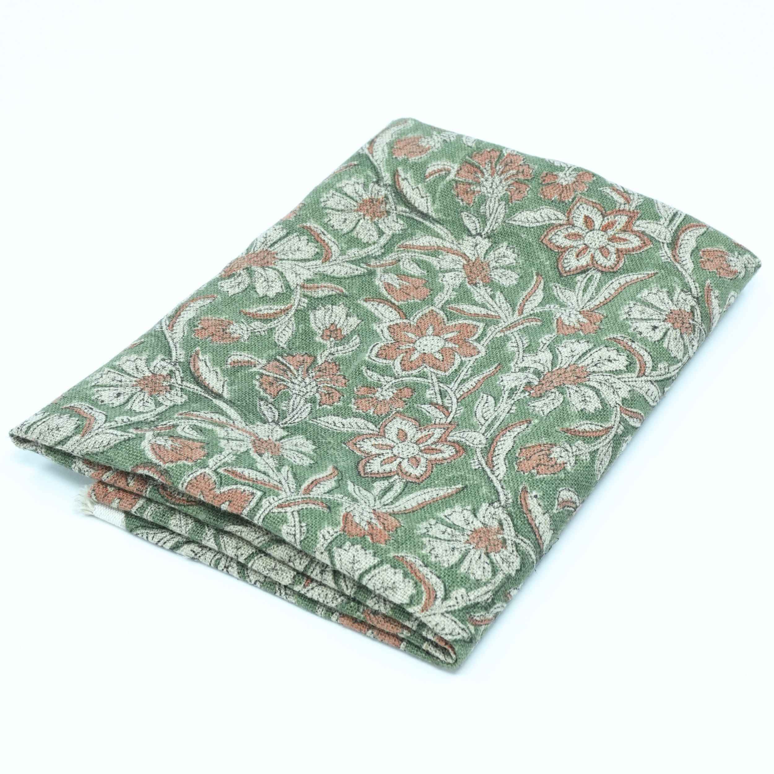 Hand Block Print Jarul Brown Thick Linen Napkins Fabric