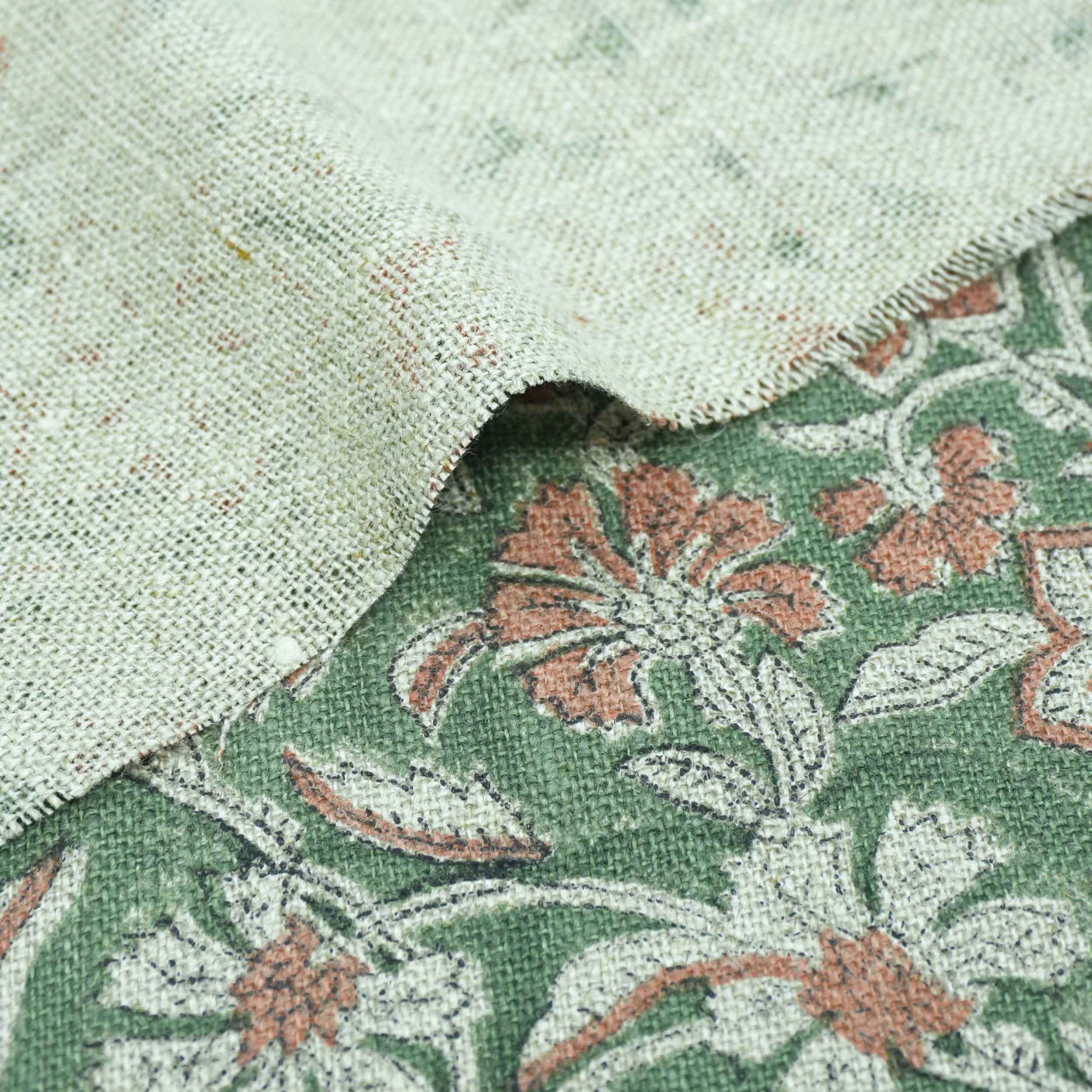 Hand Block Print Jarul Brown Thick Linen Napkins Fabric