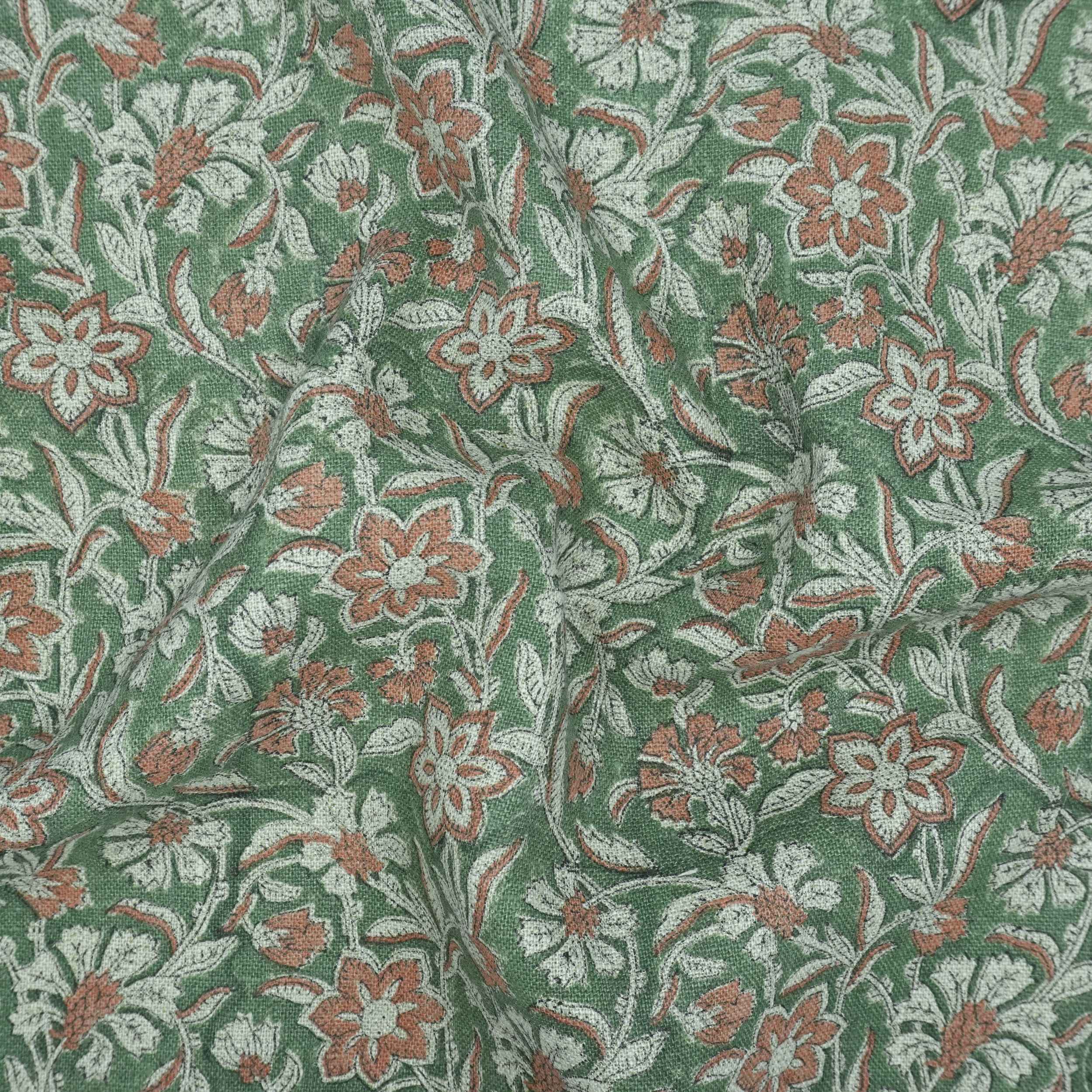 Hand Block Print Jarul Brown Thick Linen Napkins Fabric