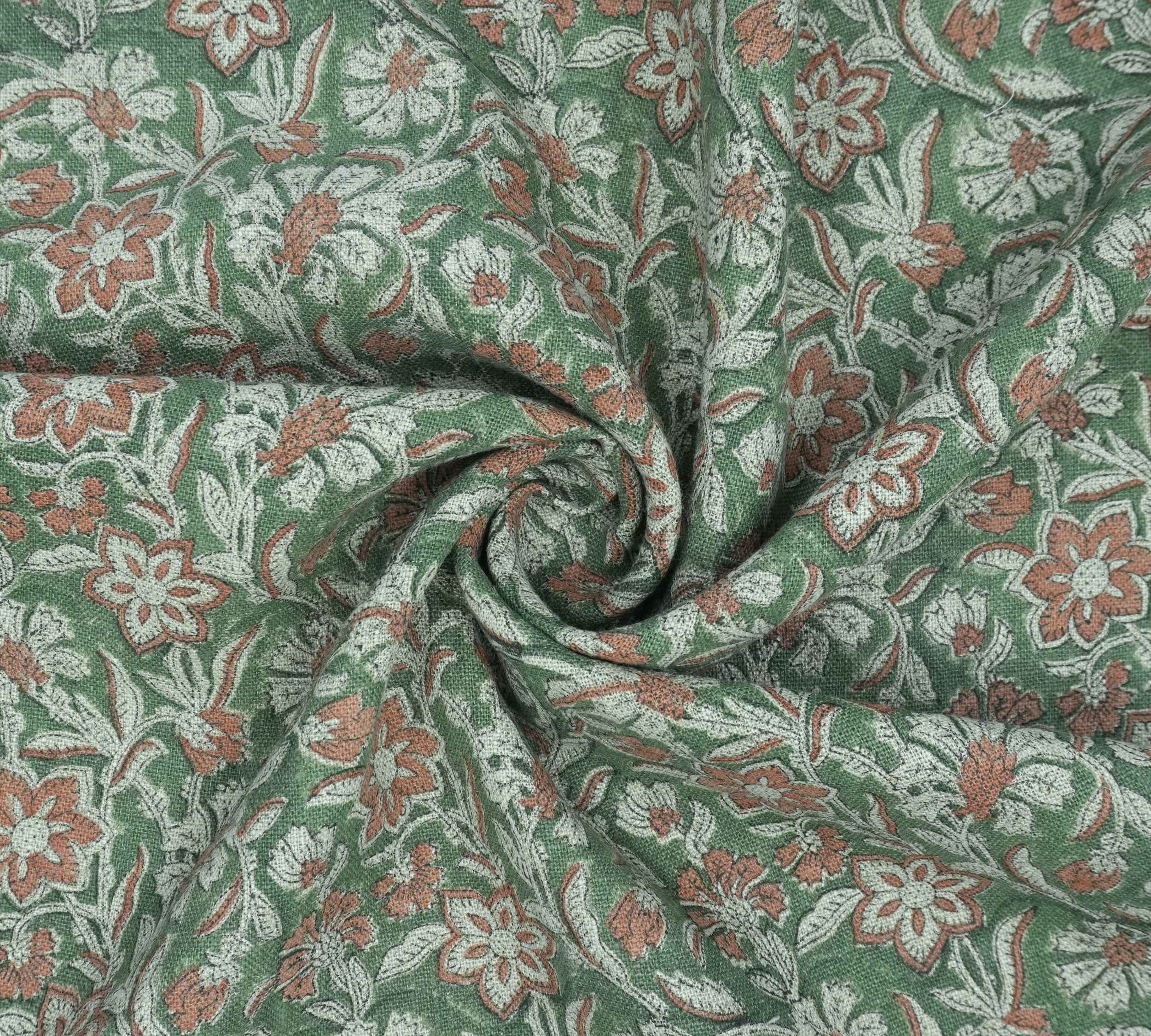 Hand Block Print Jarul Brown Thick Linen Napkins Fabric
