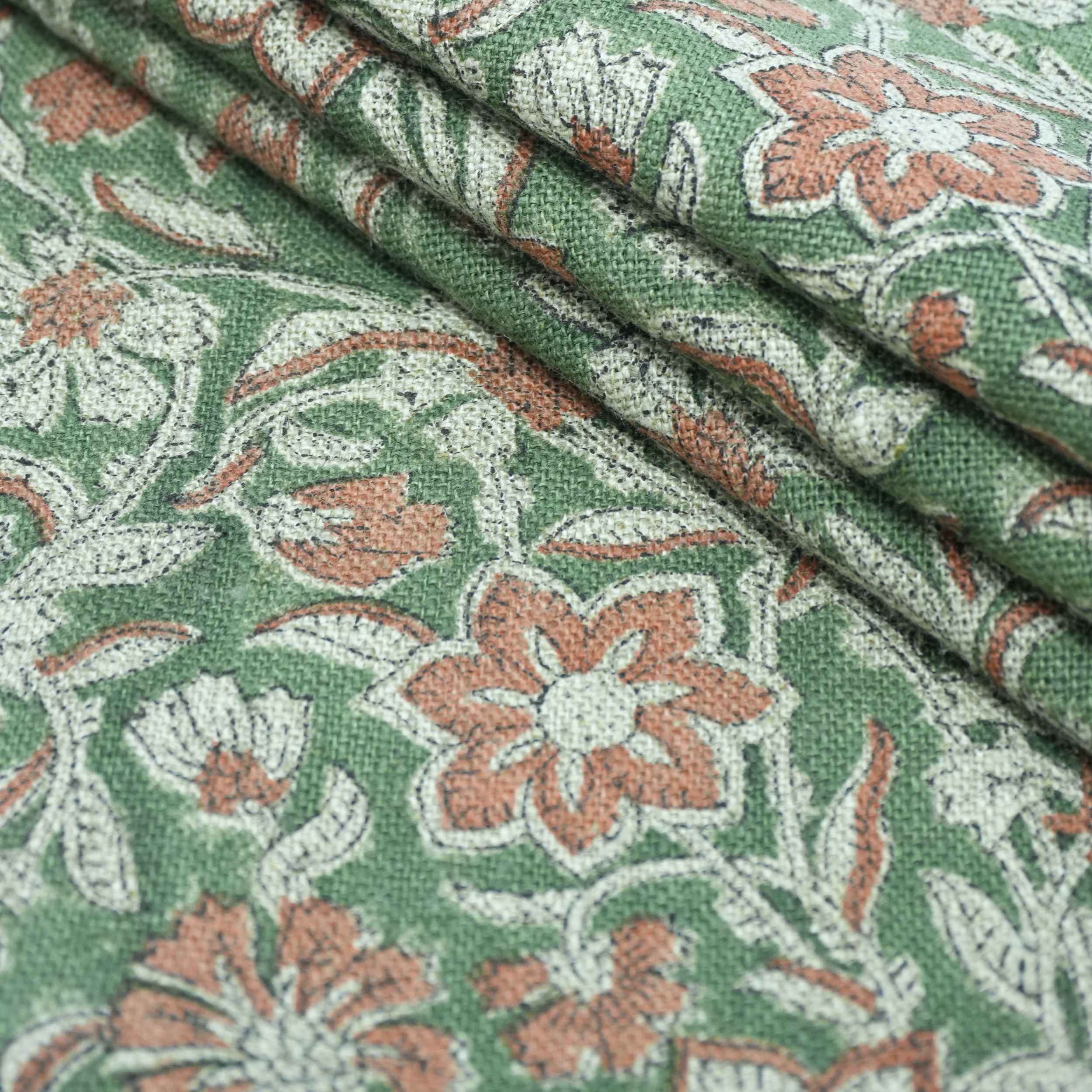 Hand Block Print Jarul Brown Thick Linen Napkins Fabric