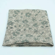 Blue Black Floral Block Print Thick Linen Fabric - Saundarya