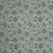 Blue Black Floral Block Print Thick Linen Fabric - Saundarya