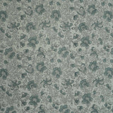 Sage Green Floral Block Print Thick Linen Fabric - Saundarya