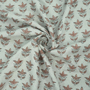 Hand Block Print 7 Patti Brown Floral Pure Linen Fabric