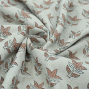 Hand Block Print 7 Patti Brown Floral Pure Linen Fabric