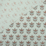 Hand Block Print 7 Patti Brown Floral Pure Linen Fabric