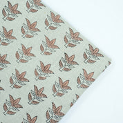 Hand Block Print 7 Patti Brown Floral Pure Linen Fabric
