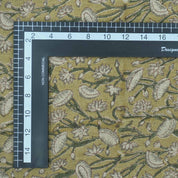 Handmade Heavy Linen Floral Pillow Fabric in Green & Mustard