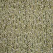 Handmade Heavy Linen Floral Pillow Fabric in Green & Mustard