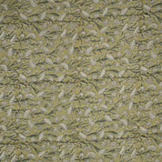 Handmade Heavy Linen Floral Pillow Fabric in Green & Mustard