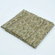 Handmade Heavy Linen Floral Pillow Fabric in Green & Mustard