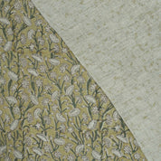 Handmade Heavy Linen Floral Pillow Fabric in Green & Mustard