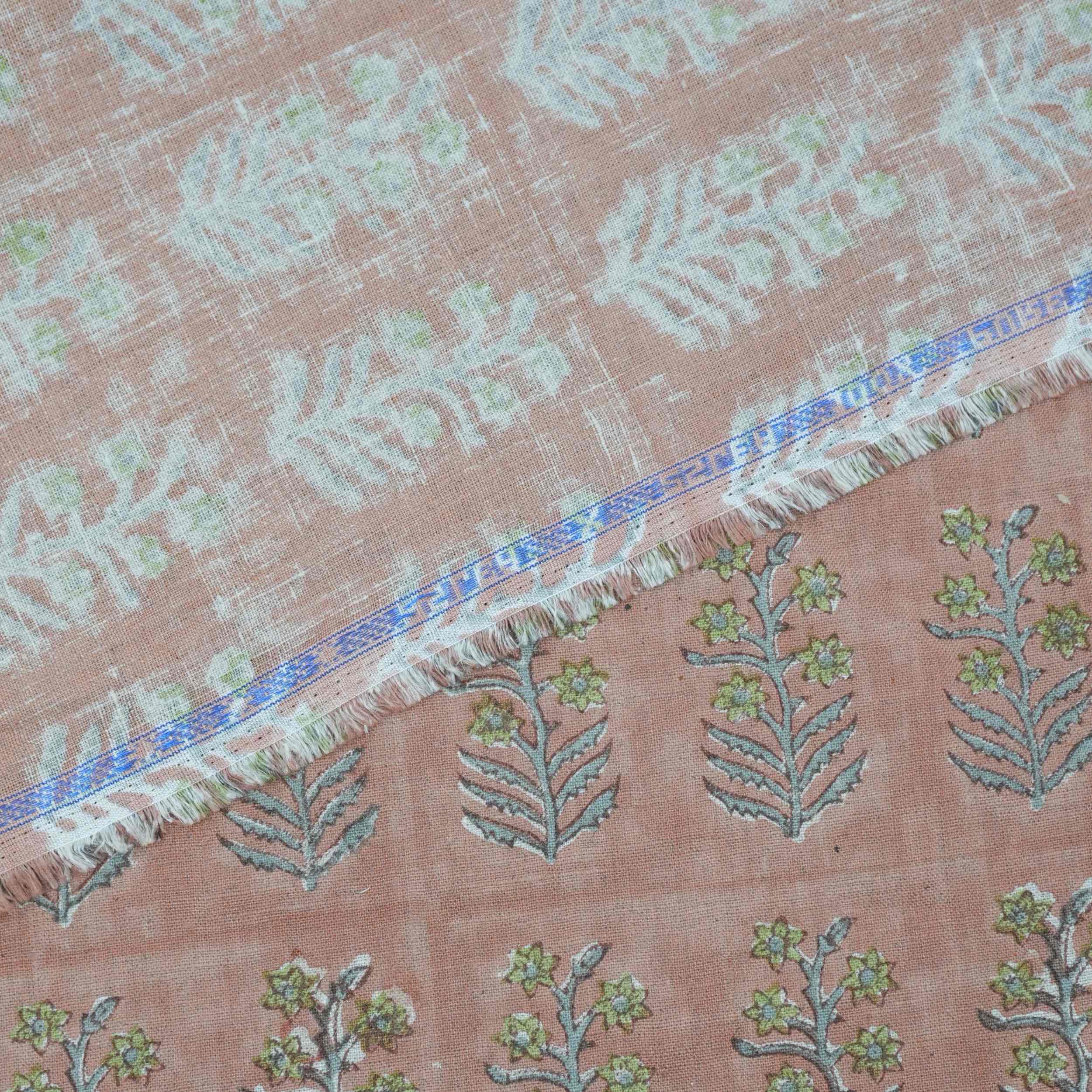 Hand Block Print Inderdhanush Brown Boho Linen Fabric