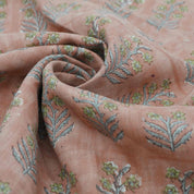 Hand Block Print Inderdhanush Brown Boho Linen Fabric