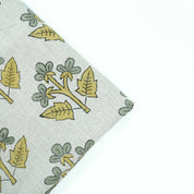 Indian Handmade Gray Yellow Floral Linen Cushion Fabric - Chahat