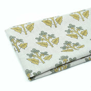 Indian Handmade Gray Yellow Floral Linen Cushion Fabric - Chahat