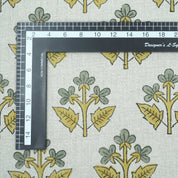 Indian Handmade Gray Yellow Floral Linen Cushion Fabric - Chahat