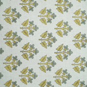 Indian Handmade Gray Yellow Floral Linen Cushion Fabric - Chahat