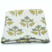 Indian Handmade Gray Yellow Floral Linen Cushion Fabric - Chahat