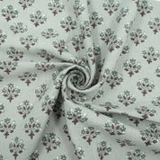 Handmade Green Floral Pure Linen Sofa Cushion Fabric - Diwali Flower