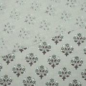 Handmade Green Floral Pure Linen Sofa Cushion Fabric - Diwali Flower