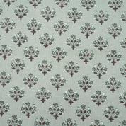 Handmade Green Floral Pure Linen Sofa Cushion Fabric - Diwali Flower
