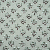 Handmade Green Floral Linen Sofa Fabric - Diwali Flower