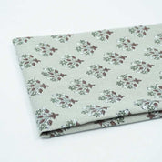 Handmade Green Floral Pure Linen Sofa Cushion Fabric - Diwali Flower