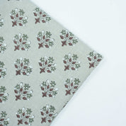 Handmade Green Floral Pure Linen Sofa Cushion Fabric - Diwali Flower
