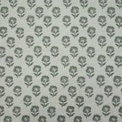 Handcrafted Thick Linen Curtain Fabric | Green & Gray Floral Textile