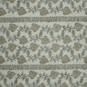 Hand Printed Grey Floral Pure Linen Curtain Fabric | Madhubala