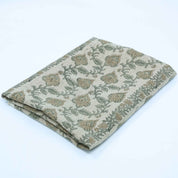 Hand Printed Grey Floral Pure Linen Curtain Fabric | Madhubala