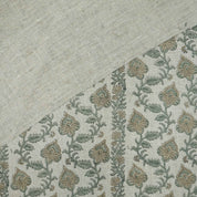 Hand Printed Grey Floral Pure Linen Curtain Fabric | Madhubala