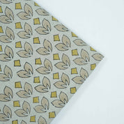Handmade Yellow & Beige Floral Pure Linen Fabric - Titlee