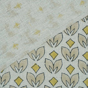 Handmade Yellow & Beige Floral Pure Linen Fabric - Titlee