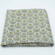 Handmade Yellow & Beige Floral Pure Linen Fabric - Titlee